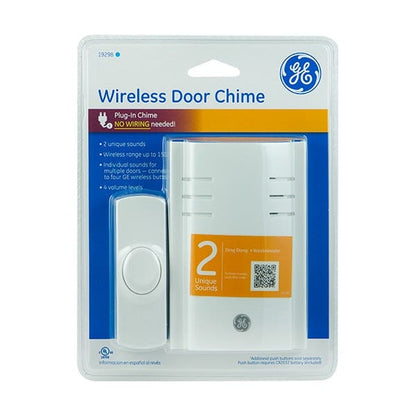 GE Plug-In 2-Chime Wireless Door Chime Kit, White
