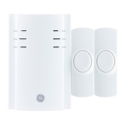 GE Plug-In 8-Chime Wireless Door Chime Kit with 2-Push Buttons, White