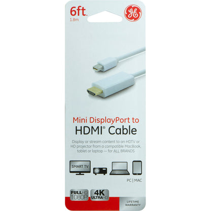GE 6ft. Mini DisplayPort to HDMI Cable, White