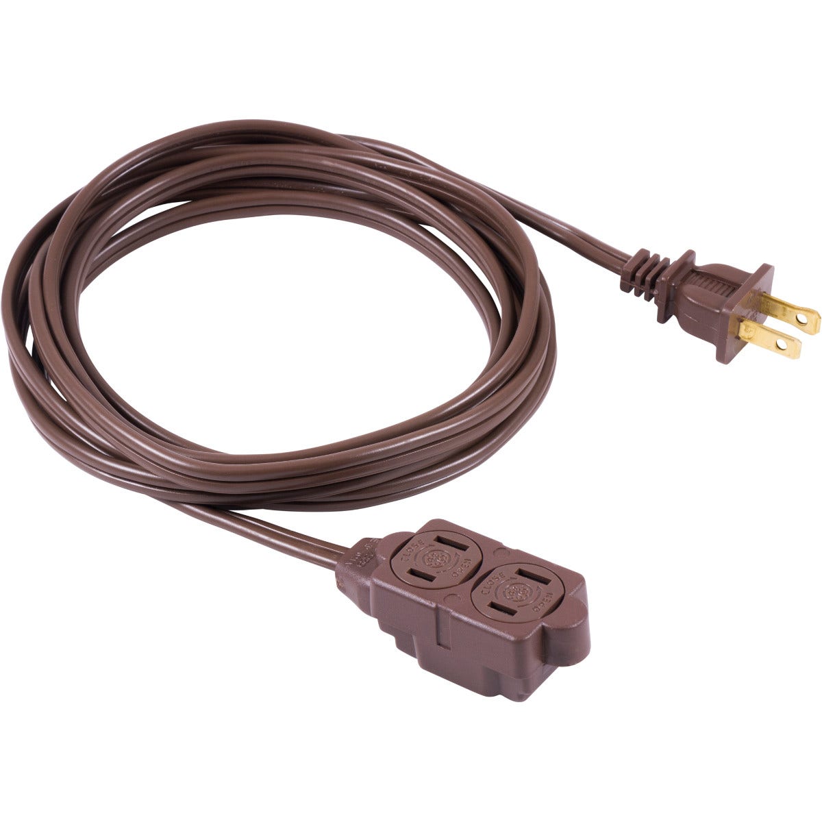 GE 3-Outlet 9ft. Extension Cord with Twist-to-Close Outlets, Brown