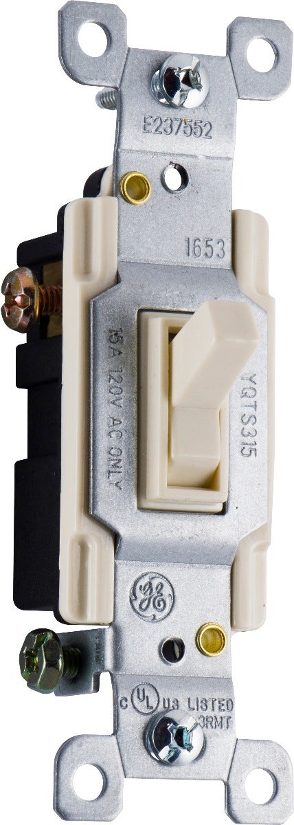 GE 3-Way Grounding Toggle Switch, Light Almond