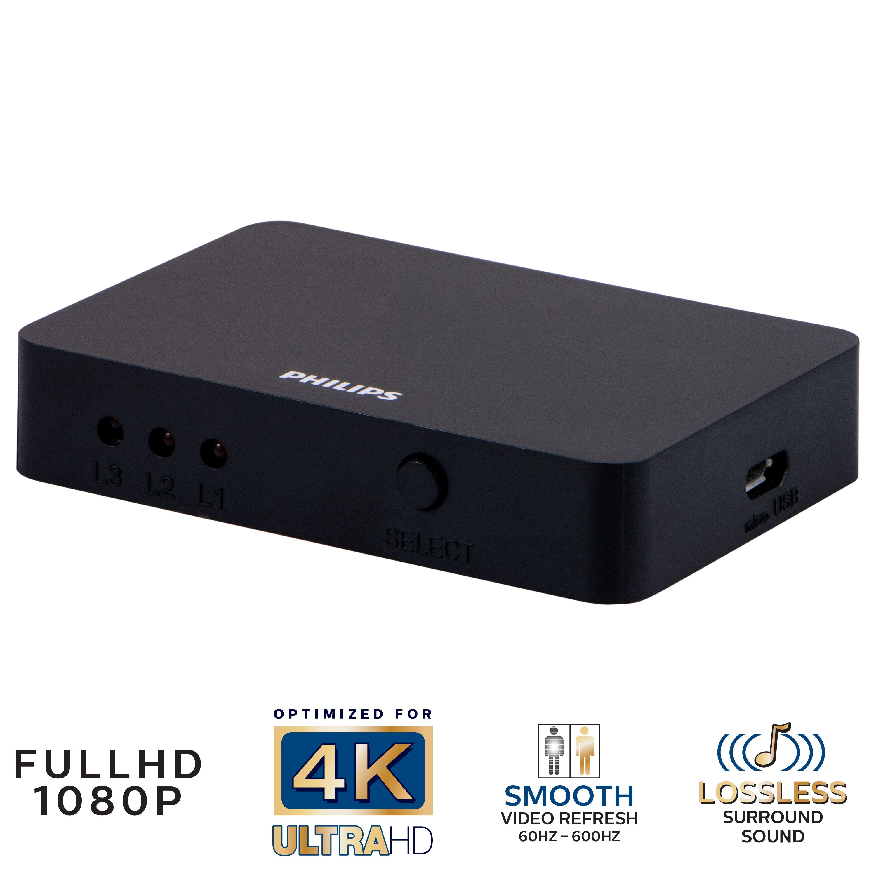 Philips 3-Device HDMI Switch, Black
