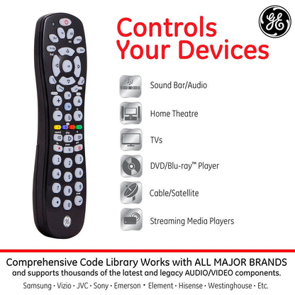 GE 6-Device Universal Remote, Black