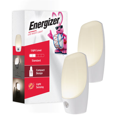 Energizer Plug-In Light Sensing LED Night Light, 2 Pack, White