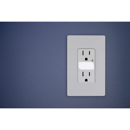 GE UltraPro Grounding Duplex Tamper Resistant Receptacle with Light Sensing Guide Light, White