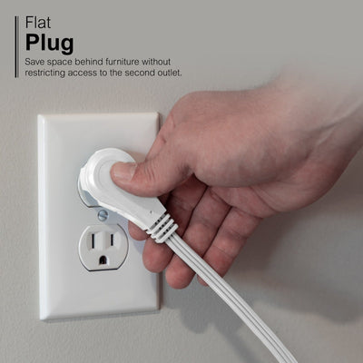 GE 3-Outlet 3ft. Extension Cord  with Right-Angle Plug, 2 Pack, White