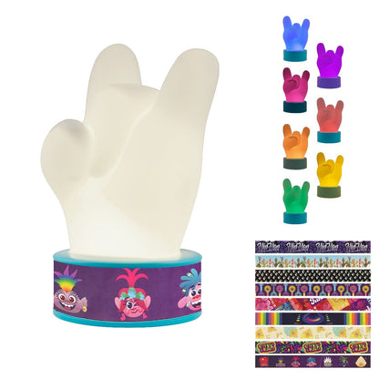 Trolls World Tour Color Changing Squishy Rock Hand LED Night Light with Changeable Bracelets, Blue
