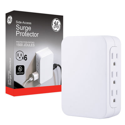 GE Pro 6-Outlet Wall Tap with Surge Protection, White
