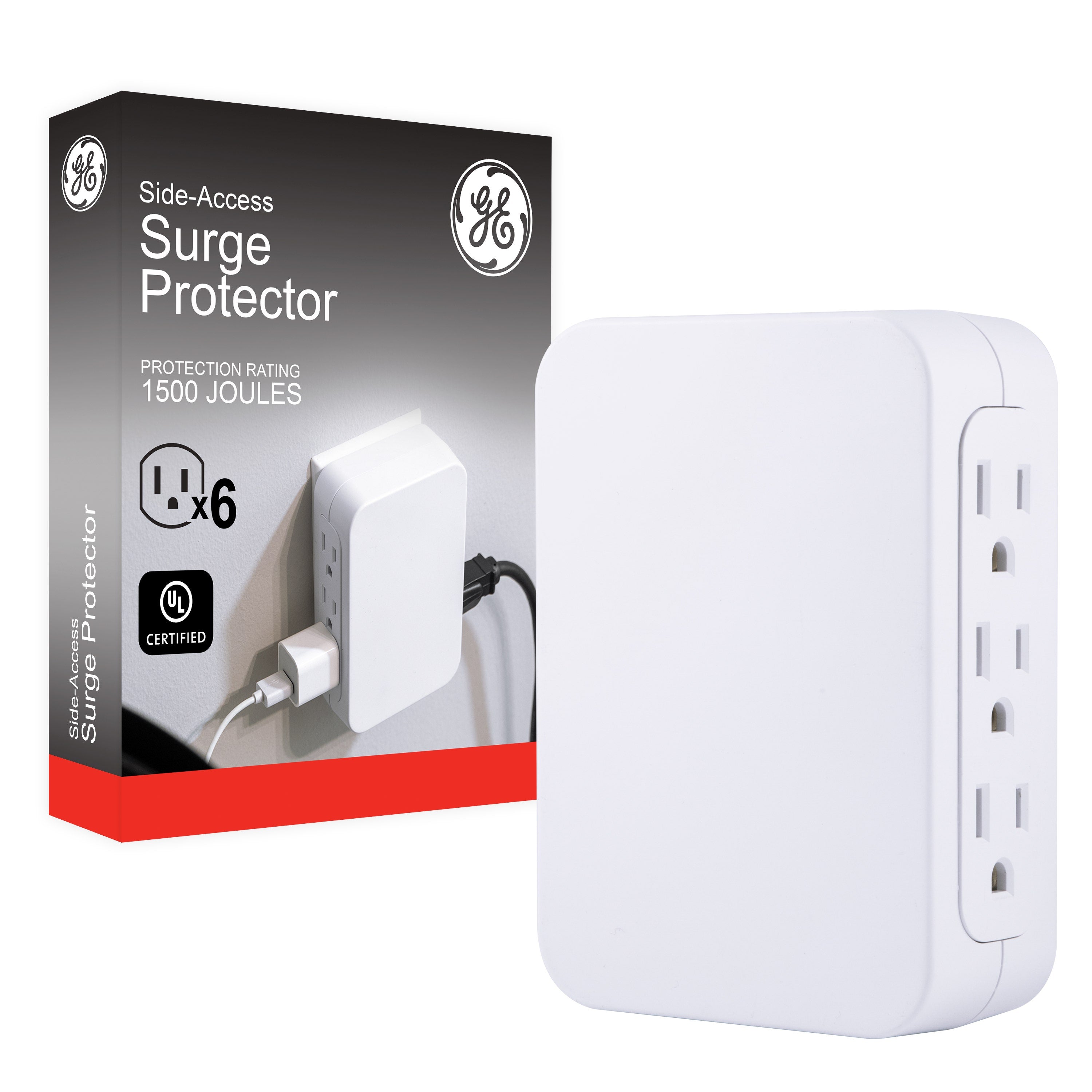 GE Pro 6-Outlet Wall Tap with Surge Protection, White