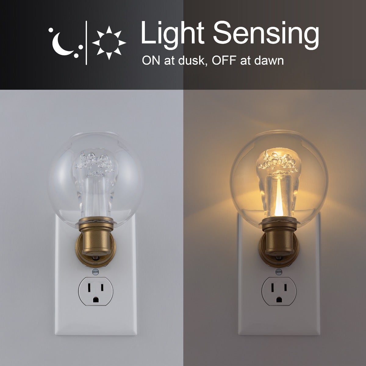 GE Vintage Bowl Lens Light Sensing LED Night Light, Gold