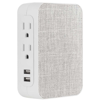 GE 5-Outlet 2-USB Fabric Surge Protector, Gray