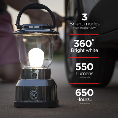 Enbrighten Weather Resistant Dimmable LED Lantern, Nickel Finish