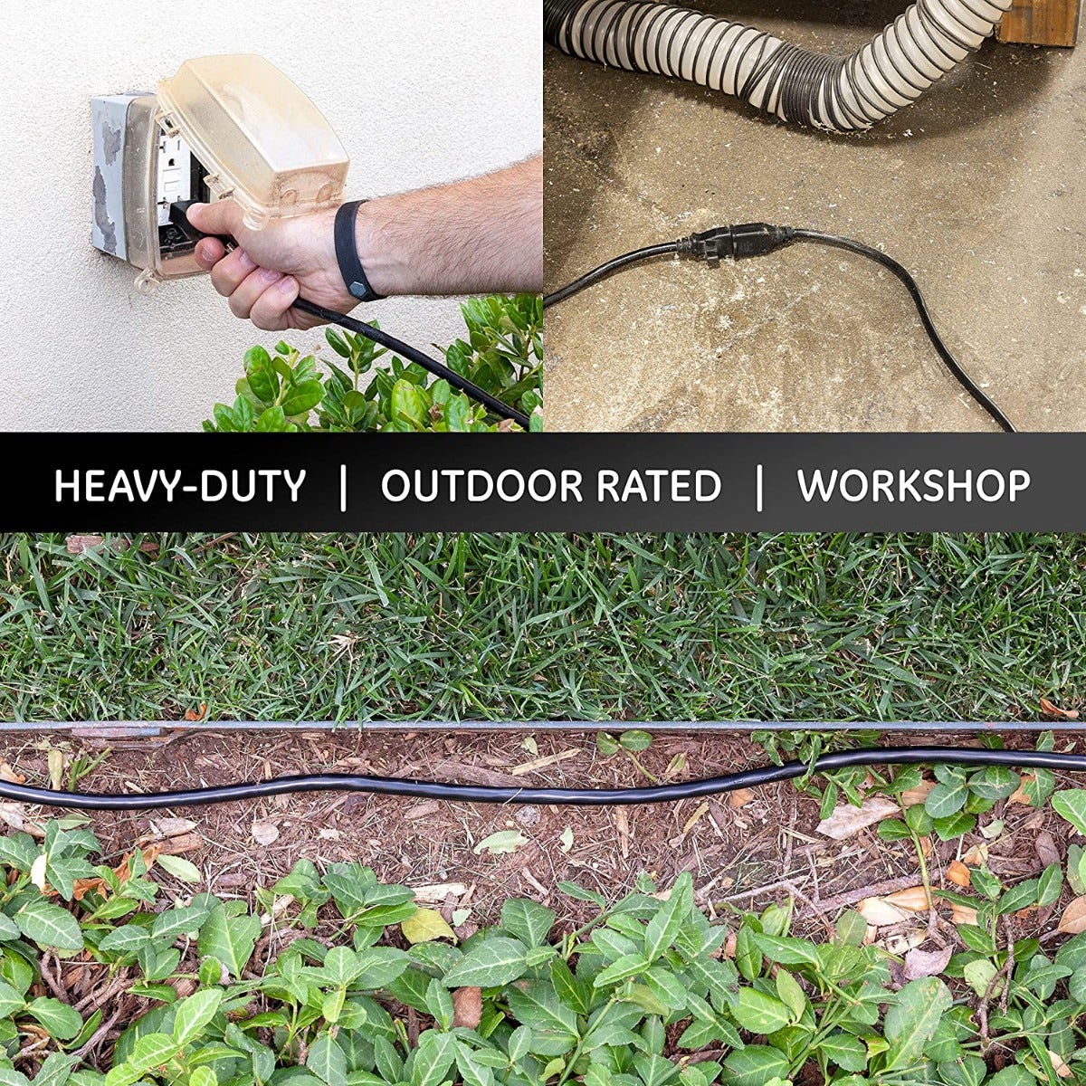 GE 3-Outlet 25ft. Heavy Duty Outdoor Extension Cord, Black