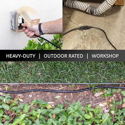 GE 3-Outlet 25ft. Heavy Duty Outdoor Extension Cord, Black