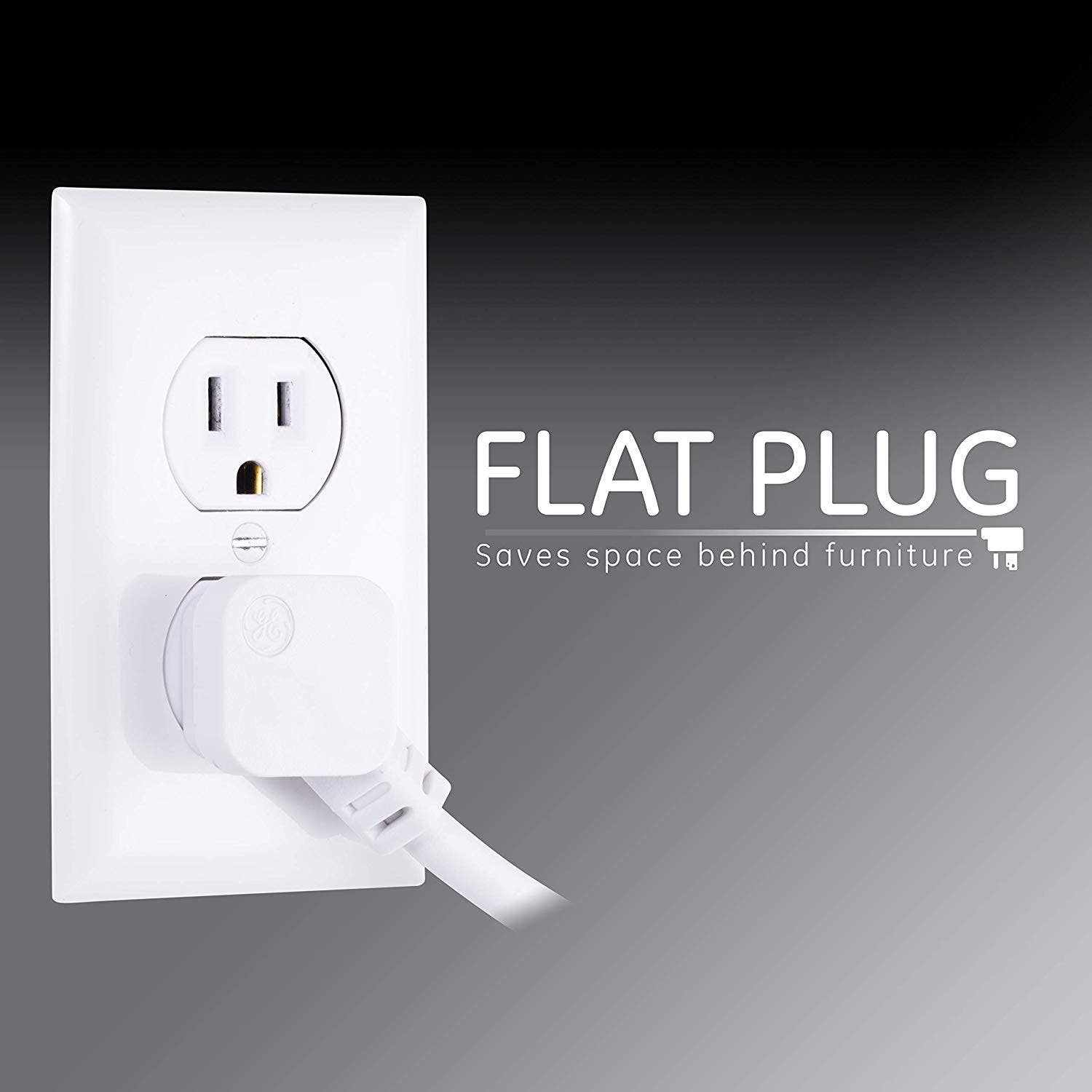 GE 6-Outlet 4ft. Surge Protector with Twist-to-Close Safety Covers, White