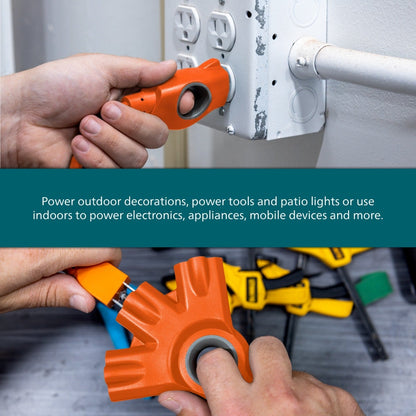 Philips EZGrip™ 3-Outlet 25ft. Indoor/Outdoor Extension Cord, Orange