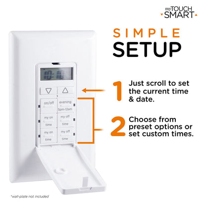 myTouchSmart Indoor In-Wall Digital Simple Set Timer, White