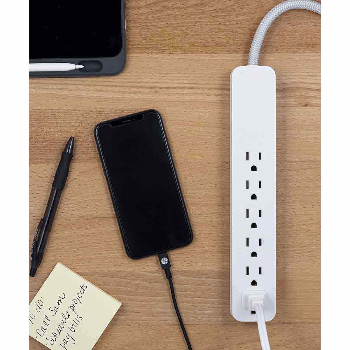 GE 6-Outlet 6ft. Surge Protector, White