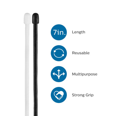 Philips Zip Ties, 7in. 6 Pack, Black and White