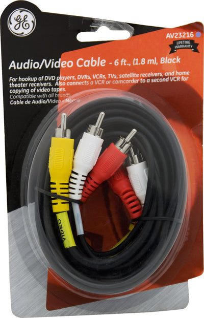 GE 6ft. RCA Audio/Video Cable, Black