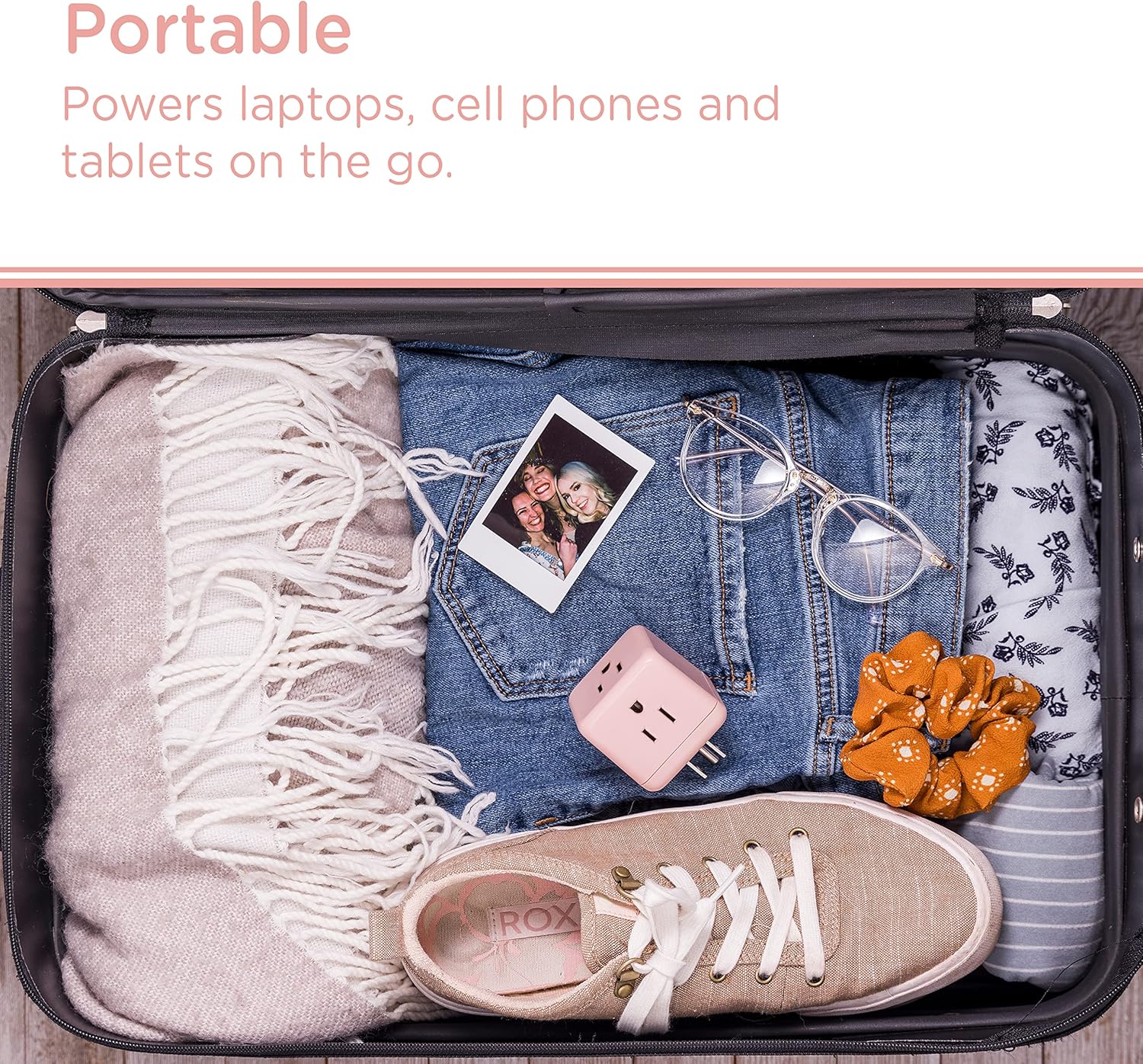 Cordinate 3-Outlet Surge Protector, blush cube, 2 pack