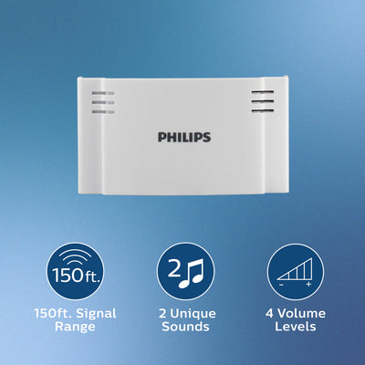 Philips Battery-Operated 2-Melody Doorbell Kit, White