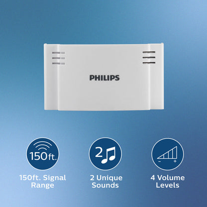 Philips Battery-Operated 2-Melody Doorbell Kit, White