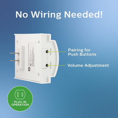 Philips Plug-in 8-Melody Doorbell Kit, White, 8-Melody, 2-Push Buttons