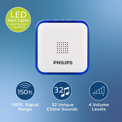 Philips Portable 32-Melody Doorbell Kit, White