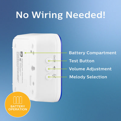 Philips Portable 32-Melody Doorbell Kit, White
