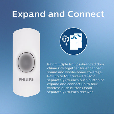 Philips Portable 32-Melody Doorbell Kit, White