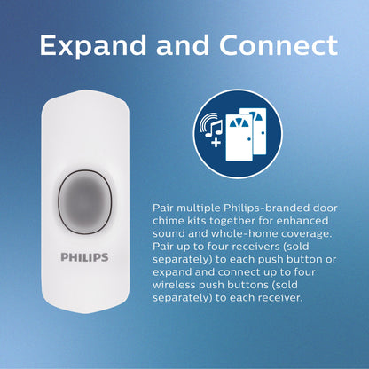 Philips Portable 32-Melody Doorbell Kit, White