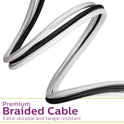 Philips Elite USB-A to USB-C Cable, 3ft, Braided Cord, Black