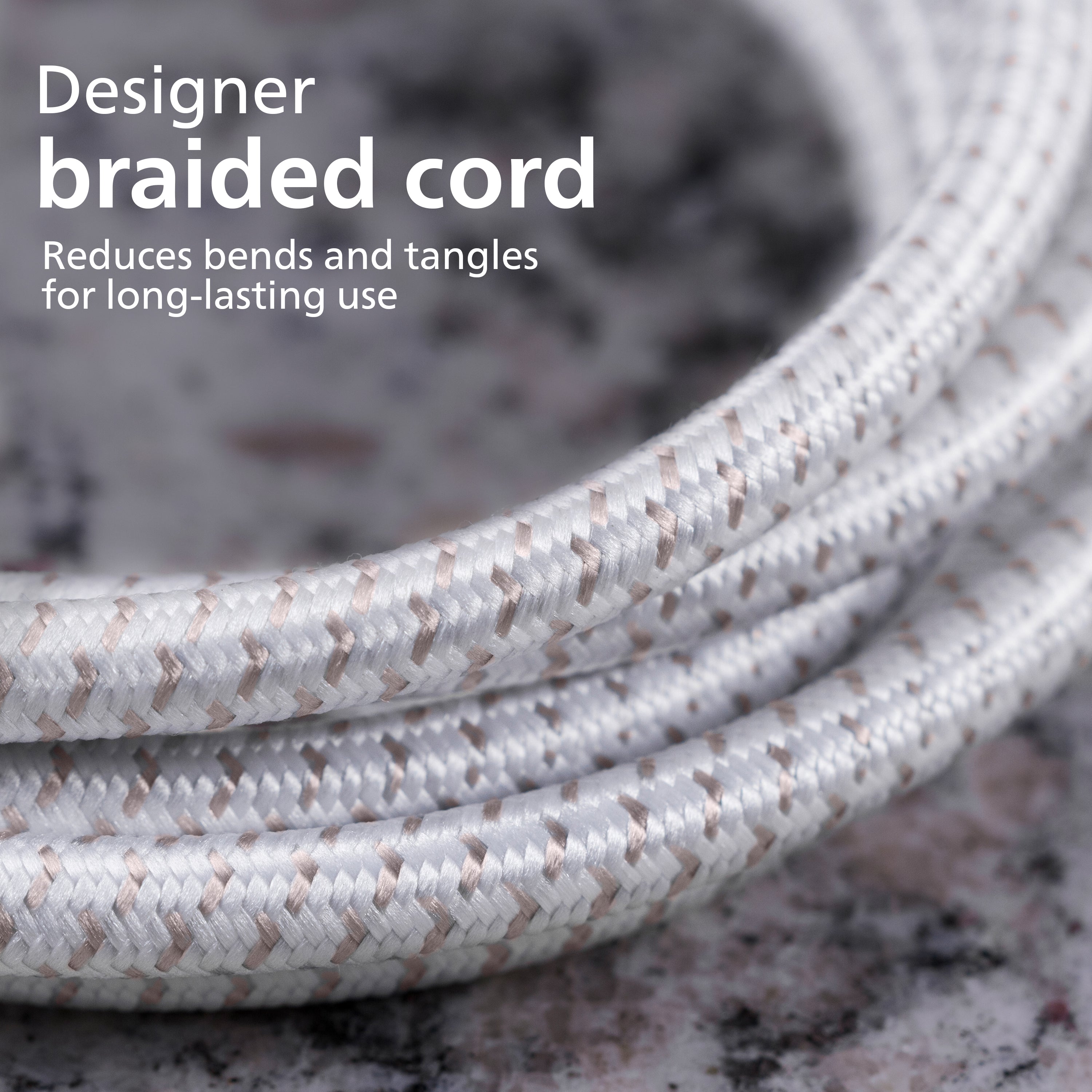 Philips USB Extension Bar, 4 USB-A ports, 4.8A, 24W, 6ft Braided Cord, White