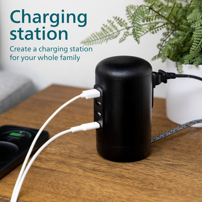 Philips Desktop Power Hub, 2 outlets, 3 USB-A, 1 USB-C, 5ft. cord, black