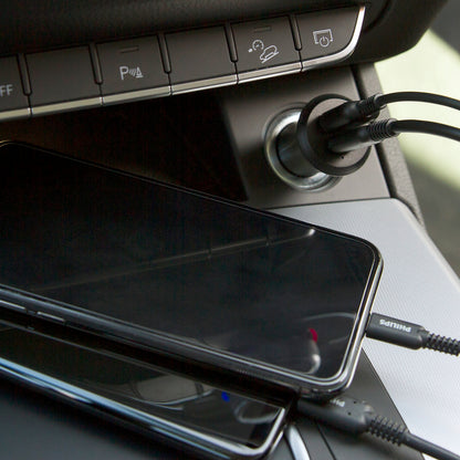 Philips Elite Dual USB Car Charger USB-A and USB-C