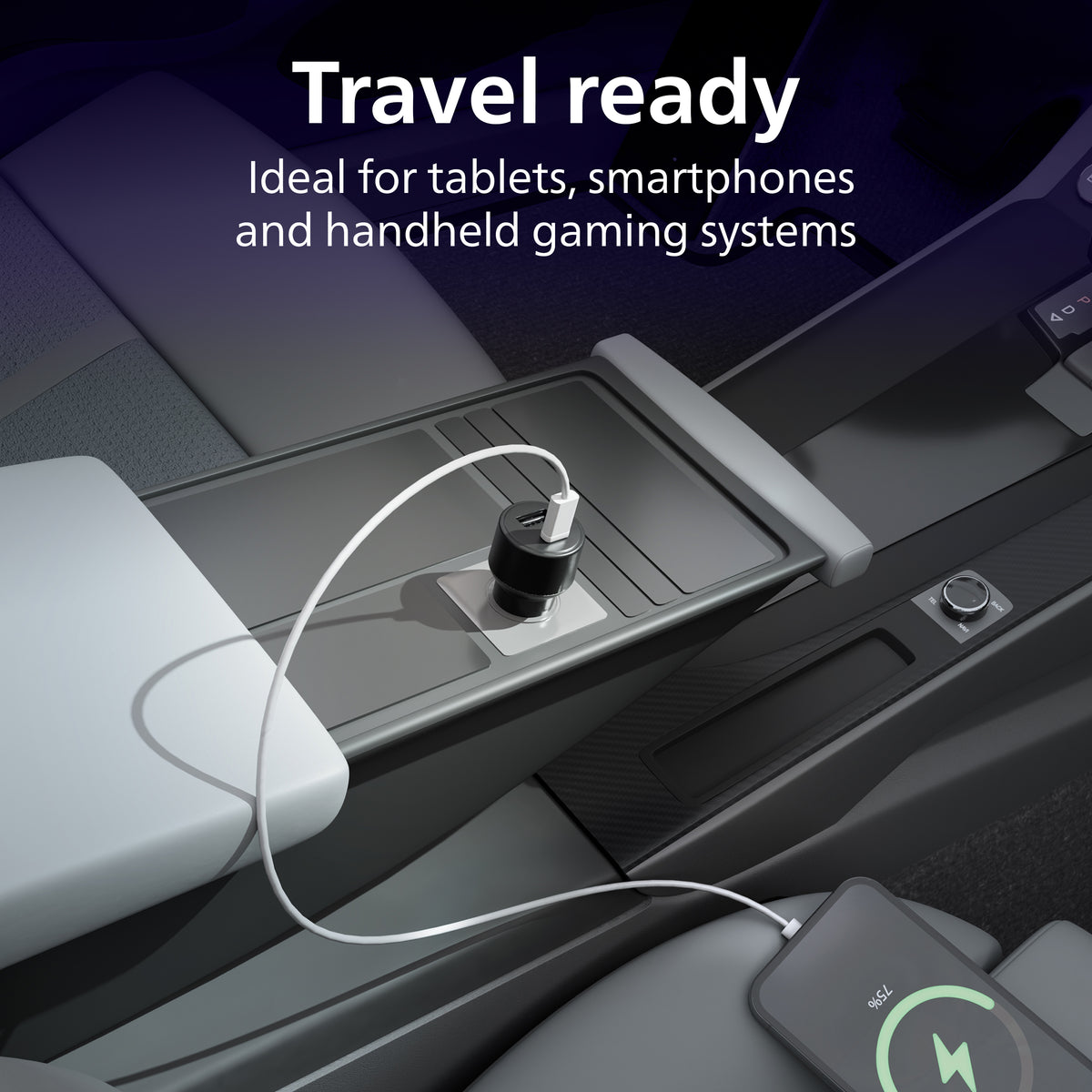 Philips Dual USB Car Charger USB-A and USB-C