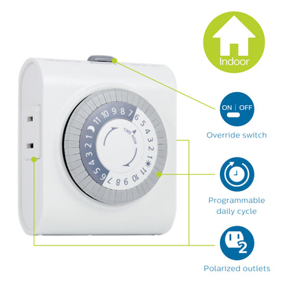 Philips 24-Hour Plug-in Mechanical Timer