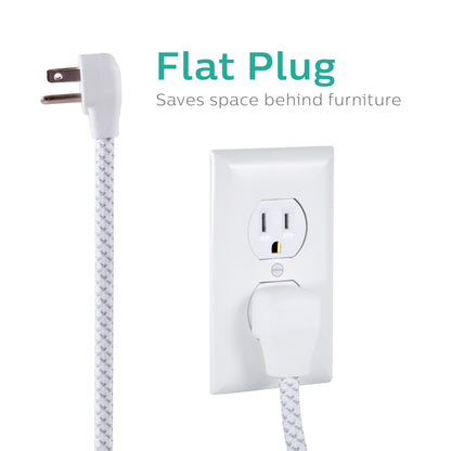 Philips 6-Outlet Surge Protector, 1080J, 6ft Braided Cord, White/Gray