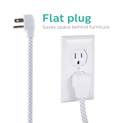 Philips 6-Outlet Surge Protector, 1080J, 10ft Braided Cord, White/Gray