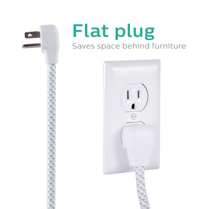 Philips 6-Outlet Surge Protector, 1080J, 10ft Braided Cord, White/Gray