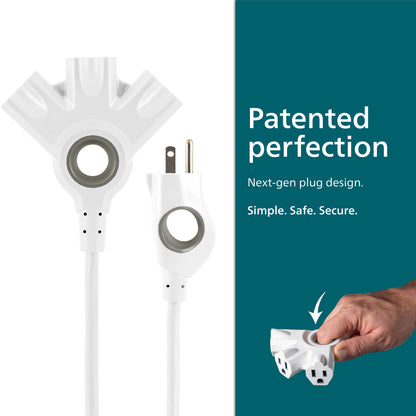 Philips 3-Outlet EZGrip Grounded Extension Cord, 25ft., Indoor/Outdoor, White