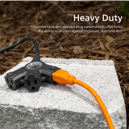 Philips 3-Outlet EZGrip Grounded Extension Cord, 50ft., Indoor/Outdoor, Black