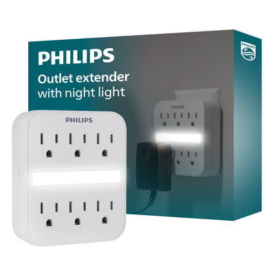 Philips 6-Outlet Wall Tap with Night Light