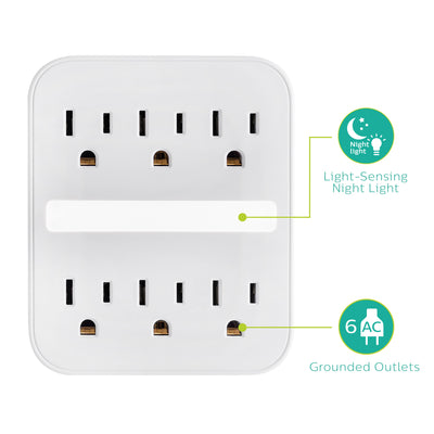 Philips 6-Outlet Wall Tap with Night Light