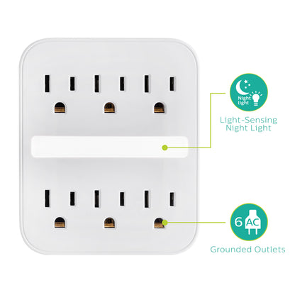 Philips 6-Outlet Wall Tap with Night Light