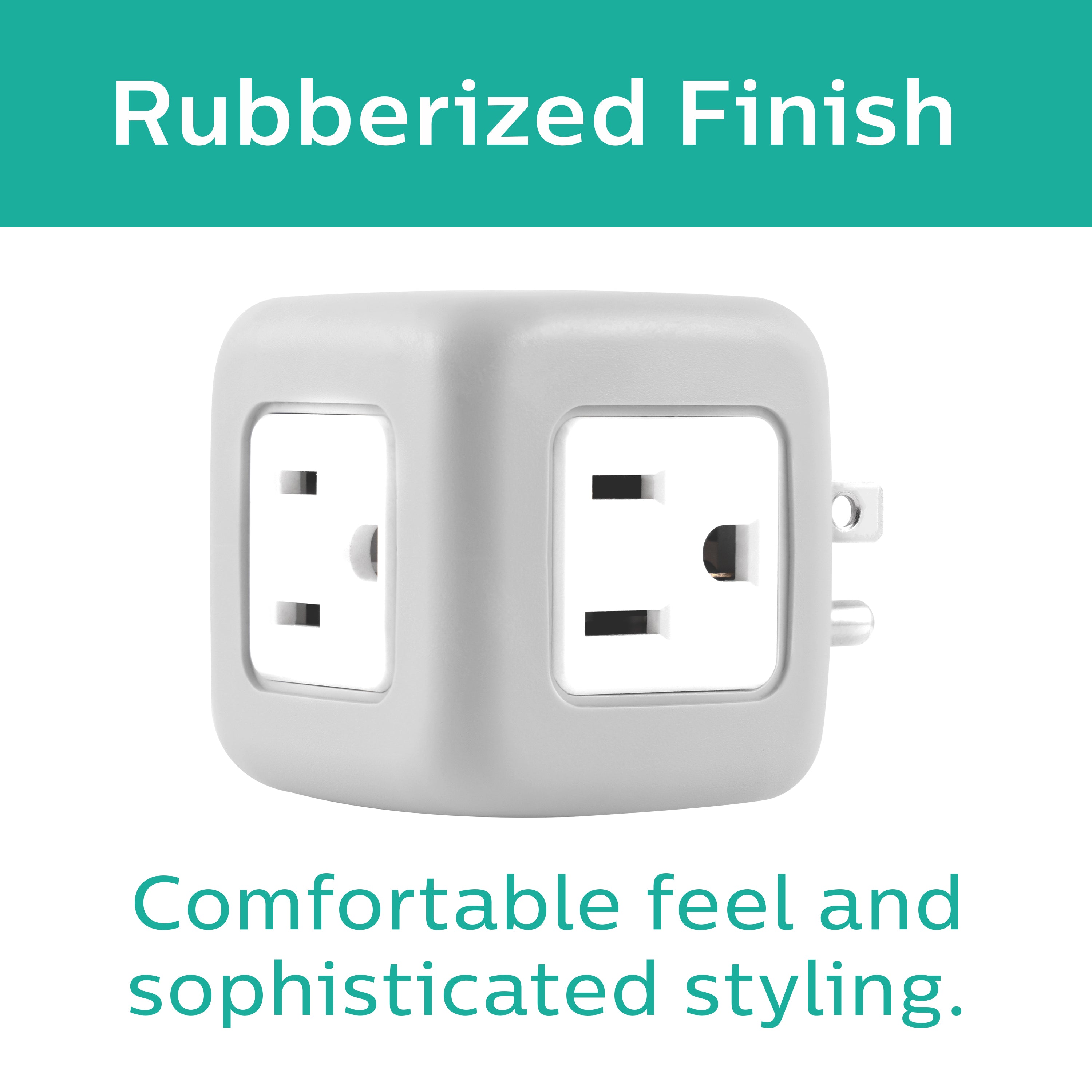 Philips 3-Outlet Rubberized Cube Tap, 245J, Gray