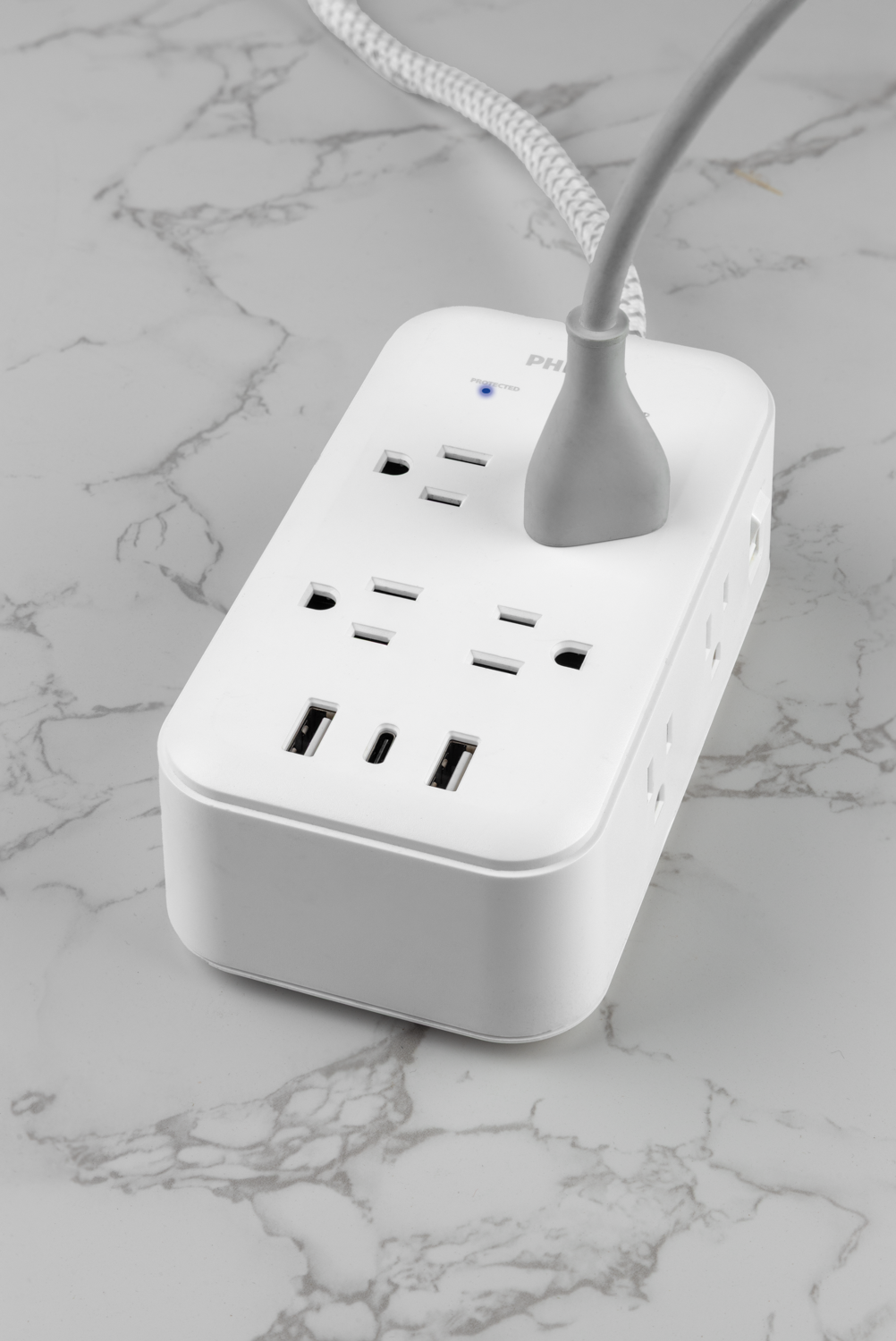 Philips 8-Outlet 6ft. Surge Protector with USB Charging, White