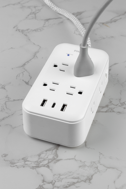 Philips 8-Outlet 6ft. Surge Protector with USB Charging, White