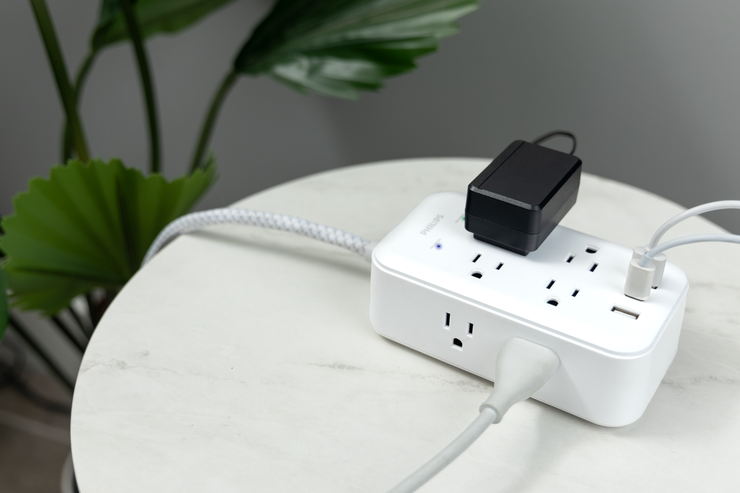 Philips 8-Outlet 6ft. Surge Protector with USB Charging, White